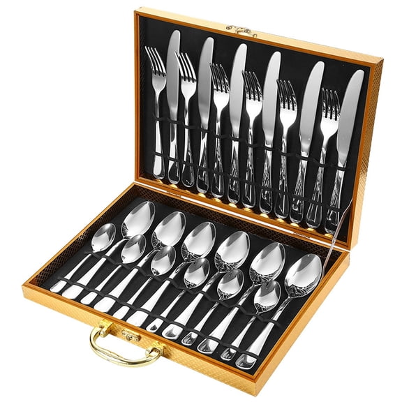 Havilah Stainless Steel Knife Fork Spoon Cutlery Set, Silver, 24pcs