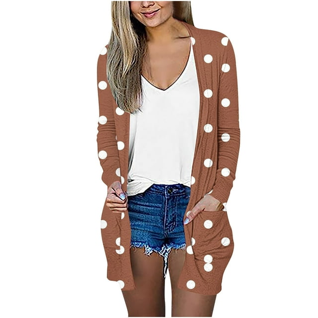 Pompotops Cardigan à Manches Longues à Rayures Imprimées pour Femmes, Manteau/veste Décontracté en Liquidation