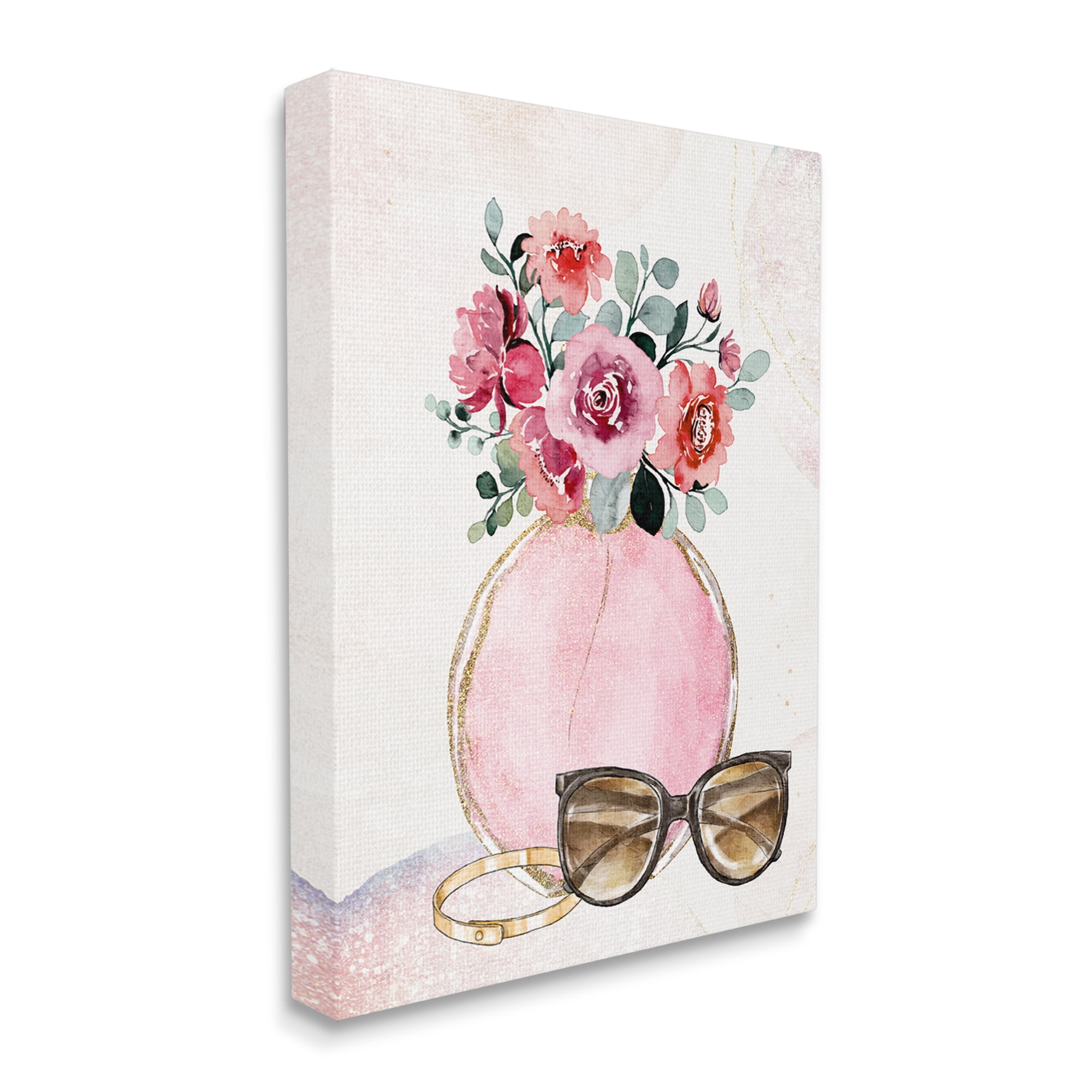 Stupell Industries Pink Bouquet & Sunglasses Botanical & Floral Painting Gallery Wrapped Canvas Art Print Wall Art, 30 x 40