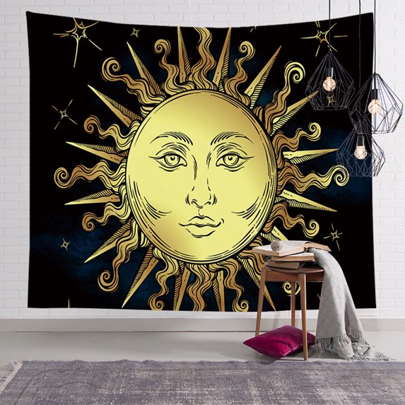 Psychedelic Wall Art Tapestry Sun and Moon Tapestry Mandala Tapestry Chakra Yoga Wall Hanging Tapestry Home Decor