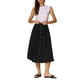 thumbnail image 2 of Falda Midi de Algodón INSPIRE CHIC para Mujer, Casual de Verano, Decoración de Botones, Cintura Elástica, Falda en Línea A con Bolsillo M Negro, 2 of 6
