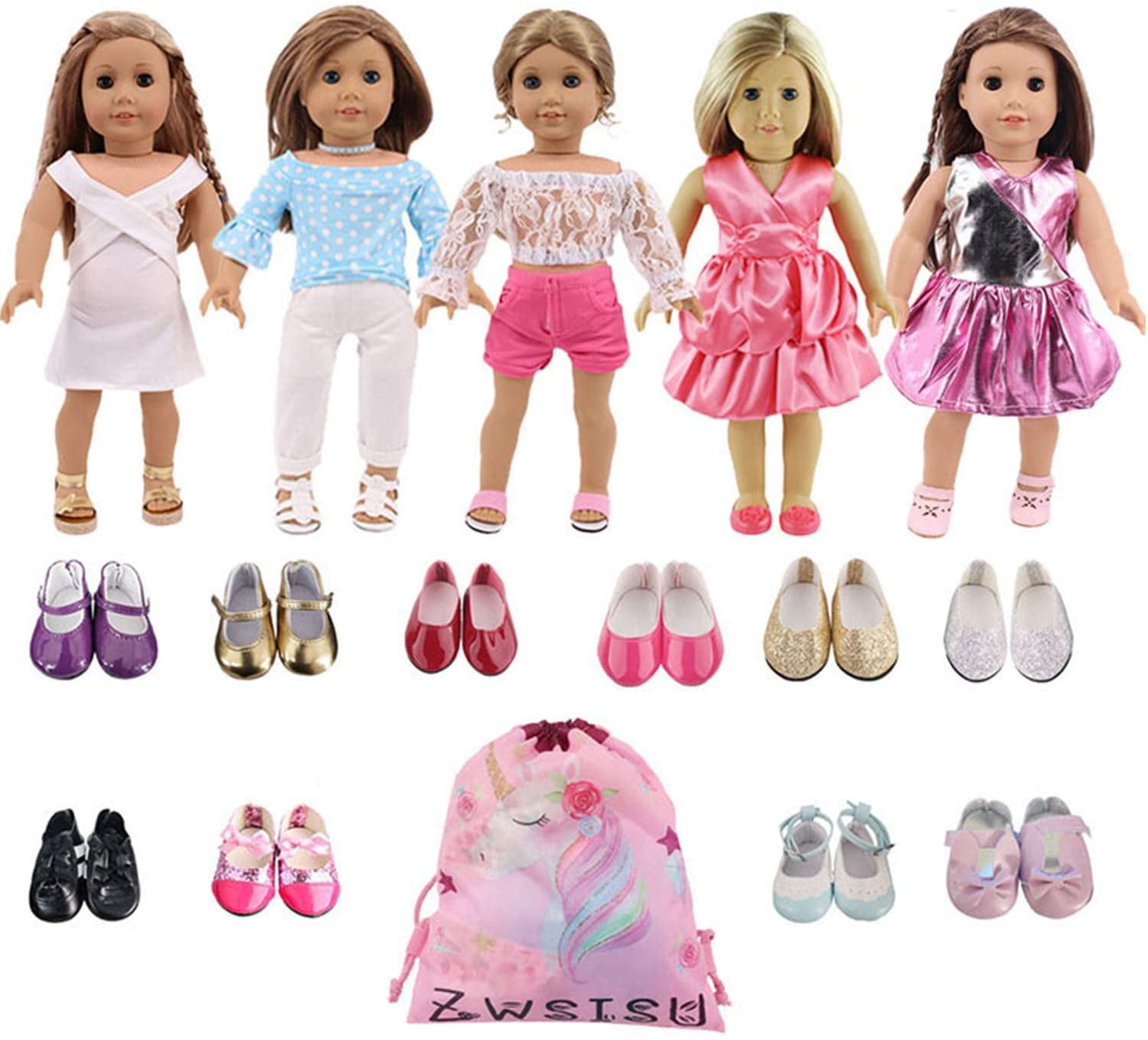random 5pcs cake shoes toothbrush Biscuit for 18'' American Girl doll accessory 