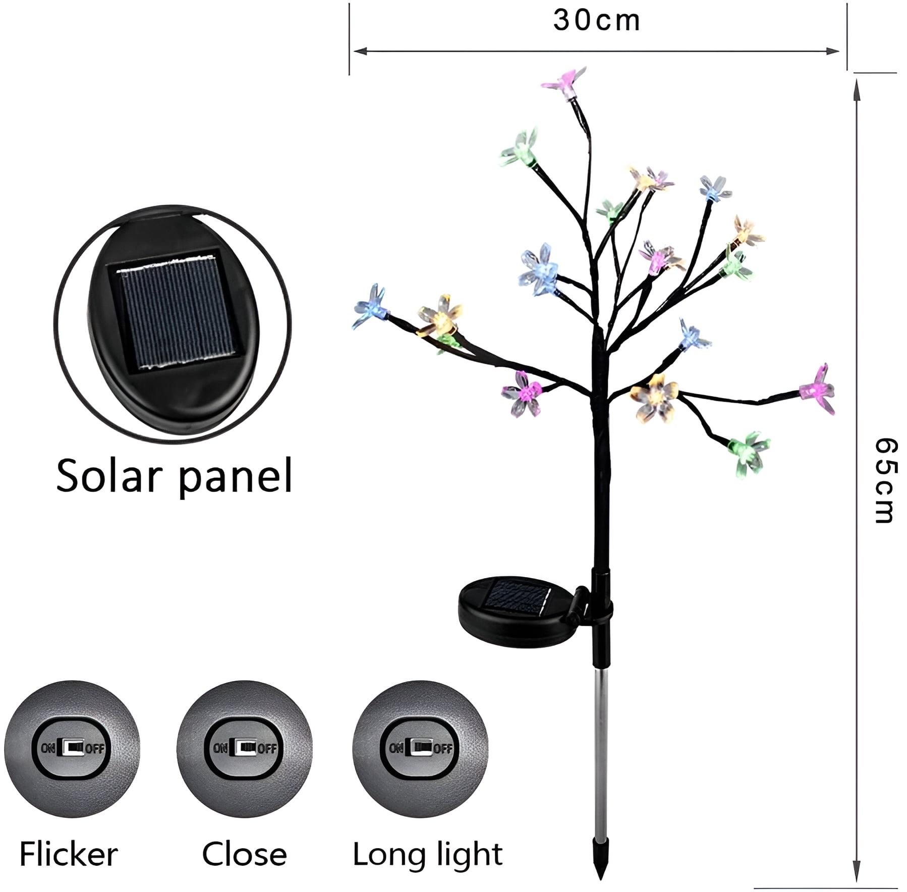 2Pack Beautiful 20 LED Fairy Flower Lights, Solar Lights Outdoor Decorative Solar Garden Lights, Solar Powered Outdoor Lights Multi-Color Yard Lights for Walkway Patio Yard Garden Lawn