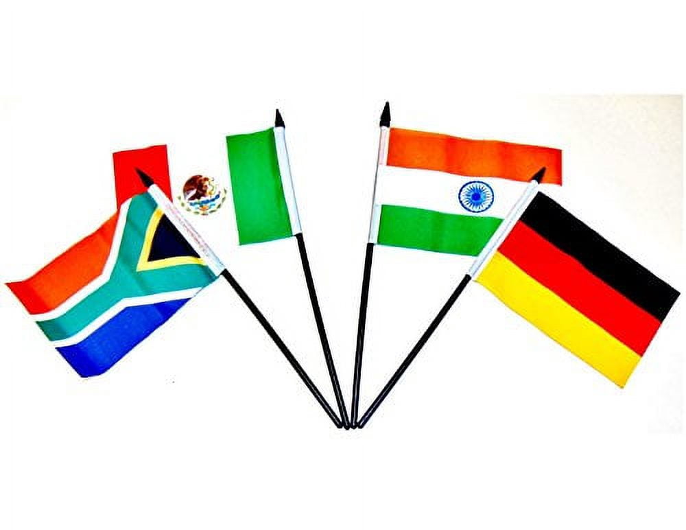 G-20 (Group of 20) WORLD FLAG SET with BASE--20 Polyester 4"x6" Flags, One Flag for Each Country in in the G-20, 4x6 Miniature Desk & Table Flags, Small Mini Stick Flags