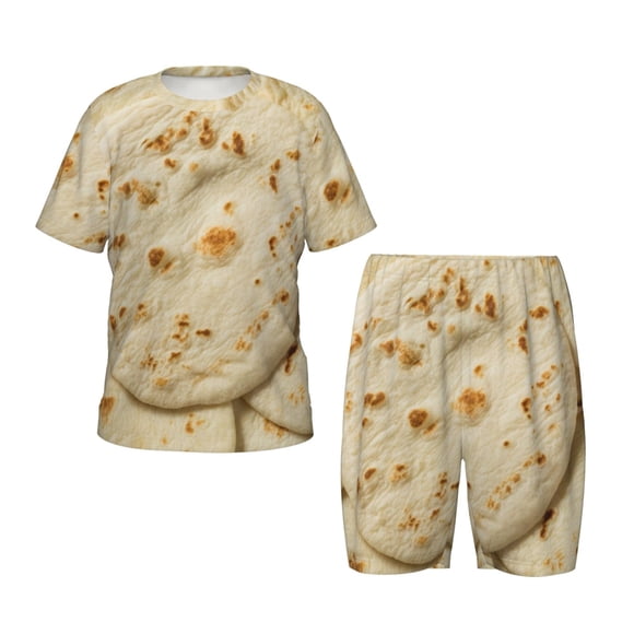 Balery Taco Tortillas Conjunto de Pijama Infantil de Manga Corta con Estampado – Ropa de Dormir de Algodón Suave-3X-Large