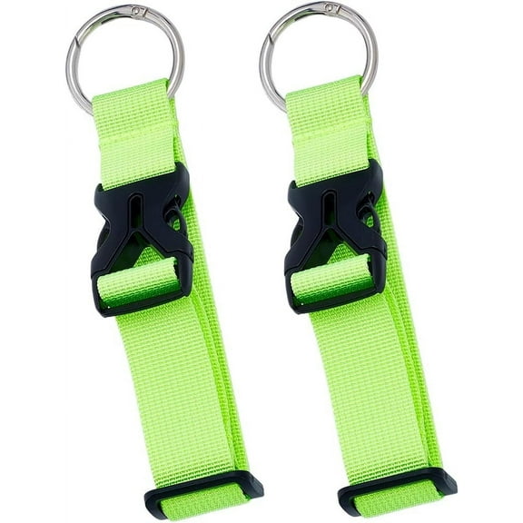 2PCS Add A Bag Luggage Straps Adjustable Jacket Gripper Baggage Suitcase Belt Travel Backpack Accessories Carry Clip Strap with Iron Hinged Rings Plastic Buckle for Carry on Bag Lawn GreenLawn Green