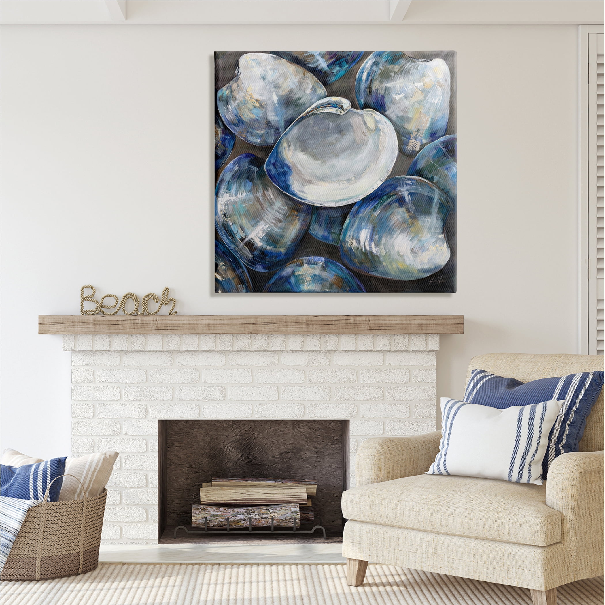 Stupell Industries Clam Shells Painting Animals & Insects Painting Gallery Wrapped Canvas Print Wall Art, 36 x 36