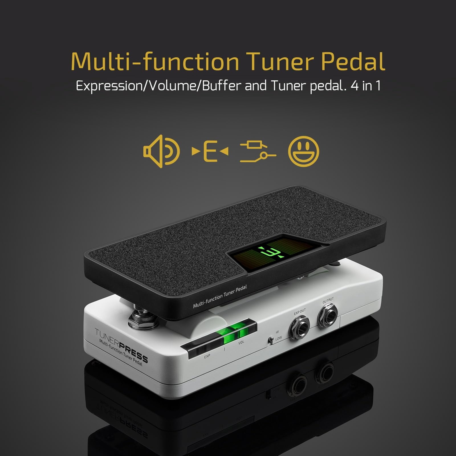HOTONE Multi-function 4 in 1 Switchable Volume & Expression Pedal with Buffer switch and Visible Tuner SP-30T