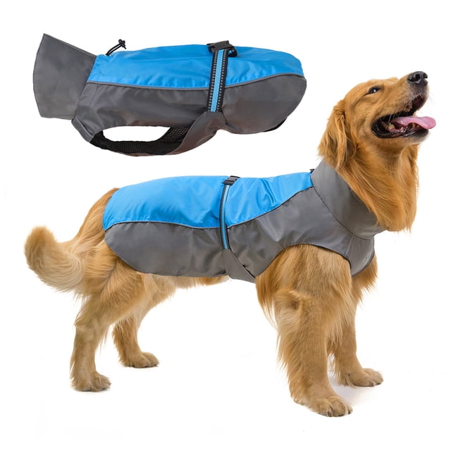 Chubasquero impermeable para perros, ropa de lluvia ligera ajustable para mascotas (azul)