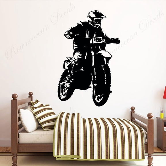 Motorcycle Number Wall Sticker Motocross Dirt Bike Player Extreme Sport Decals Vinyl Home Decor Room Wallpaper 42x64cm