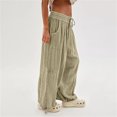thumbnail image 2 of utcoco Women's Casual Loose Fit Linen Stitching Wide Leg Pants, 2 of 4