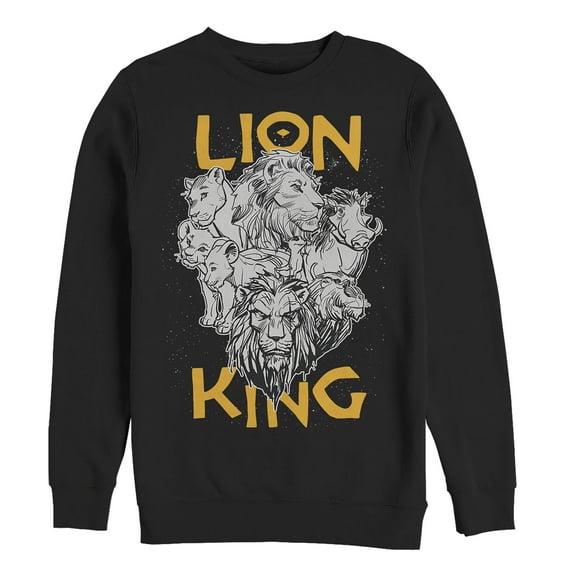 Men's Lion King Animal Kingdom Crew  Sweatshirt Black X Large