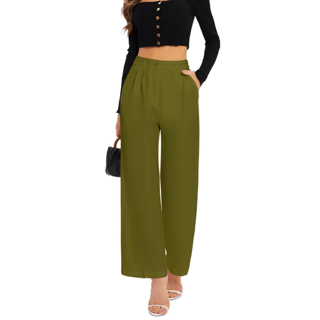 Pantalones anchos FUNYYZO pantalones de negocios de cintura alta para mujer