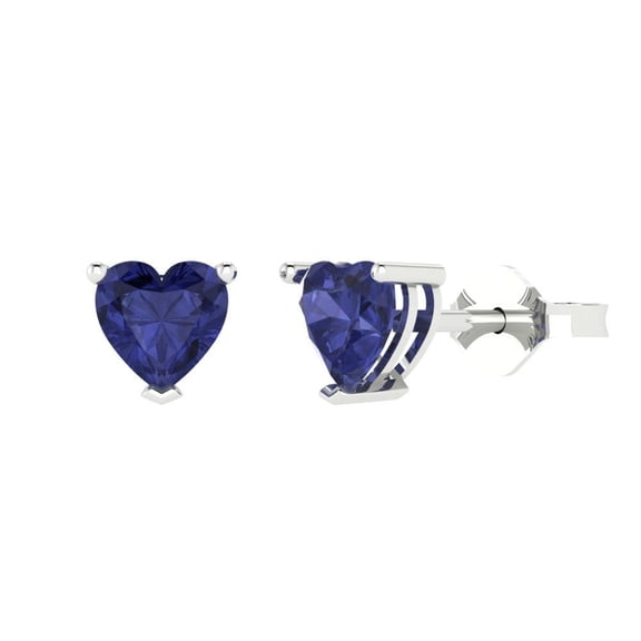 Clara Pucci 1Ct Tanzanite Heart Cut VVS1 Push Back Stud 18k Solid hypoallergenic Gold Designer Earrings For December
