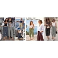 thumbnail image 6 of Fantaslook Women Capri Pants Wide Leg High Waisted Drawstring Capris Summer Casual Linen Cropped Pants with Pockets, 6 of 8