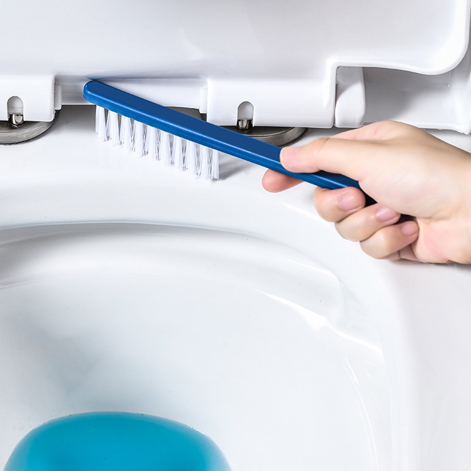 Nkmbld Toilet Bowl Brush with 3 Type Brush(Round Brush + Flat Brush + Slit Brush) Toilet Bowl Brush Clean Every Corner of The Toilet, Blue