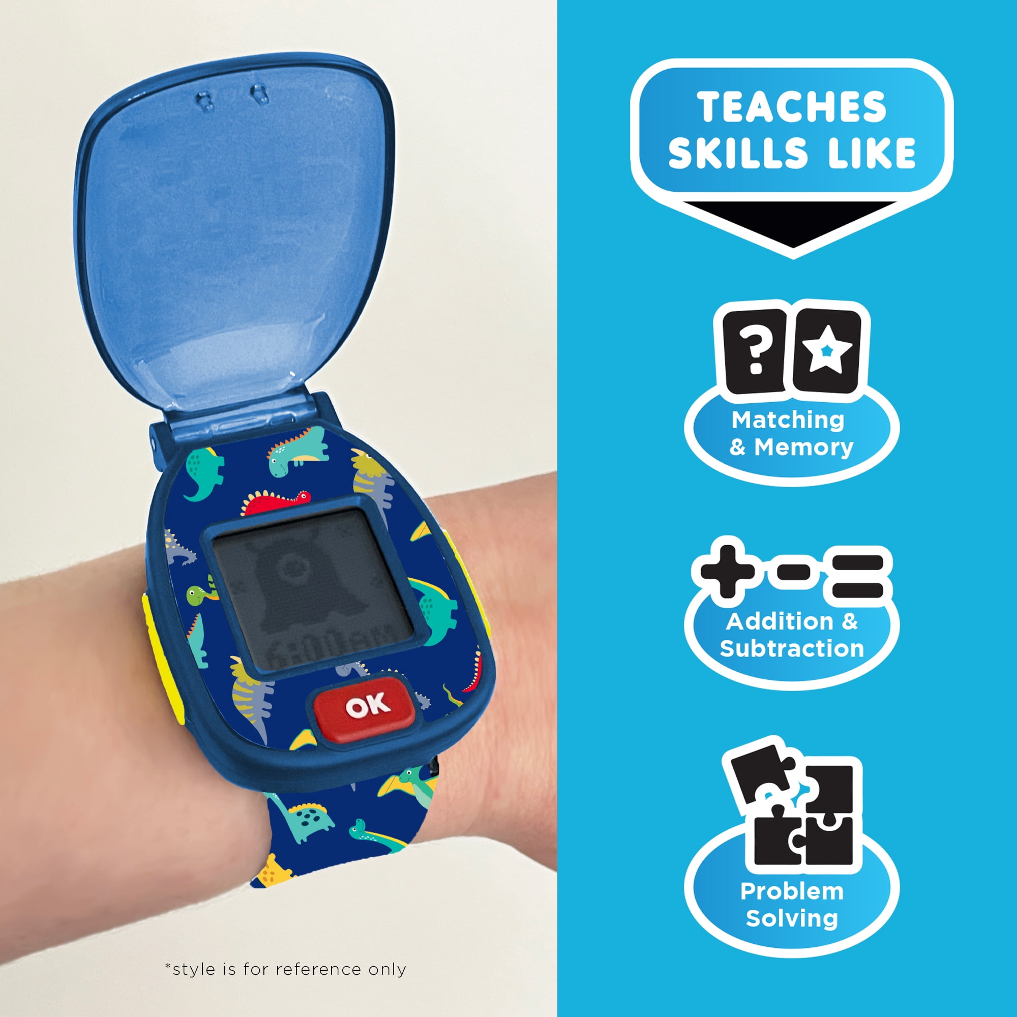 PlayZoom Unisex Kids Smartwatch Learning Fun Games Lcd Sport (Dark Blue Dino)
