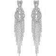 thumbnail image 1 of LAICAIW Silver Rhinestone Crystal Bridal Chandelier Long Tassels Dangle Earrings for Wedding, 1 of 6