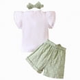 thumbnail image 5 of CAUYDY Toddler Baby Girl Summer Clothes Ruffled Sleeve Ribbed Knit T-Shirt Tops Cute Floral Shorts Set 2Pcs Outfits 2-8Y Girls Summer Set 1-4 Years (Sizes 12-18 Months,H03-Green), 5 of 8