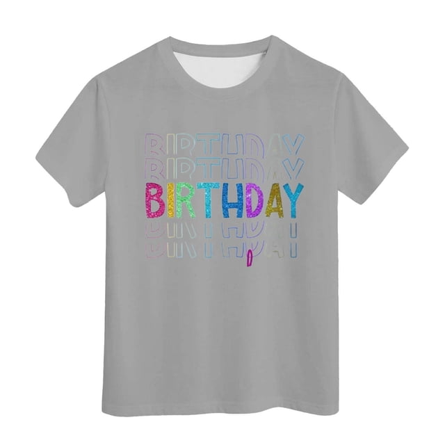 EHQJNJ Chandails en Molleton Col Rond Enfants Filles Anniversaire Fille Manches Courtes Tee Été T-Shirt Col Rond Coupe Décontractée Basique T-Shirt Graphique