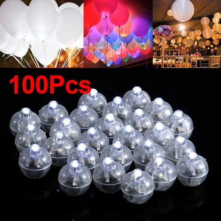 White Wedding Lights 100Pcs LED Ball Lamps Balloon Light for Paper Lantern Wedding Party Decoration White ()