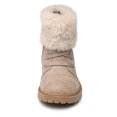 thumbnail image 4 of DSOLE Girls Boots Warm Faux Fur Ankle Warm Boots Side Zipper Lace Up Work Boot Combat Boots​ Beige 12 Little Kid, 4 of 6