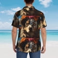 thumbnail image 4 of Vsdgher Flower Crown Dog Print Men's Hawaiian Shirts Button Down Tropical Holiday Beach Shirts Vacation Clothes,XX-Large, 4 of 7