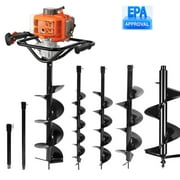 PROYAMA 54cc Post Hole Digger 2 Stroke Gas Powered Earth Digger, 5-Year Warranty Gear Box, 4 Drill Bits 4" 6" 8" 12" + Extension Rod