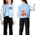 thumbnail image 3 of Staki Girls Christmas Long Cardigan Hoodies Girl's Cute Christmas Button Up Baseball Jacket Fall Outerwear with Pockets(Light Blue,9-10 Years), 3 of 7