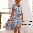 thumbnail image 3 of Robe d'Été à Imprimé Floral pour Femmes Robe à Manches Courtes Robe Moulante Robe de Plage Robe de Soleil Robe Chemise, 3 of 4