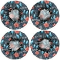 thumbnail image 2 of Shower Caps,Pioneer Flower Floral Print Pattern Waterproof Shower Cap for Women 4 Pieces,Double Reusable Hair Cover for Shower PEVA Elastic Stretch Hem, 2 of 7