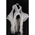 thumbnail image 5 of Cárdigan medieval de encaje liso retro vintage para mujer, vestido de fiesta victoriano elegante con cola larga y plisado de encaje blanco para Cosplay, 5 of 5