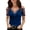 Blue, variant on Medium Pack Women Casual Top Summer Shirt Short Sleeve Top Mesh Paneled V Neck Solid Color T Basics Leggings Shirt Blue Small