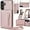 Rose Gold, variant on for Samsung Galaxy S25 Zipper Wallet Case with Card Holder, Crossbody Lanyard Purse Cover [Removable Shoulder Strap] with Kickstand for Samsung Galaxy S25 Zip-Red
