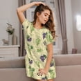 thumbnail image 3 of Balery Green And Purple Grapes Camisón de manga corta con cuello redondo para mujer, cómodo y elegante., 3 of 6
