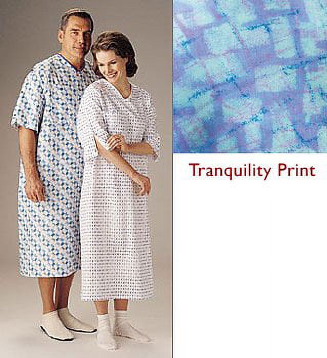Careoutfit Demure Print Hospital Patient Gown With Ties – One Size Fits All, Polycotton, Reusable