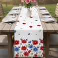 thumbnail image 4 of Red Blue Floral Table Runner 72 Inches, Independence Day Flowers Farmhouse Bed Runner Dresser Scarves Tabletop for Indoor Outdoor Parties/Ceremony/Banquet, 16" x 72", 4 of 9