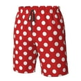 thumbnail image 5 of Kll Red Polka Dot Men'S Casual Summer Beach Shorts Hawaiian Shorts With Pockets-Large, 5 of 9
