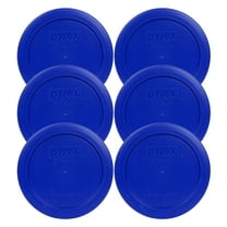 Pyrex 7200-PC Cadet Blue Round Plastic Food Storage Replacement Lid Cover (6-Pack)