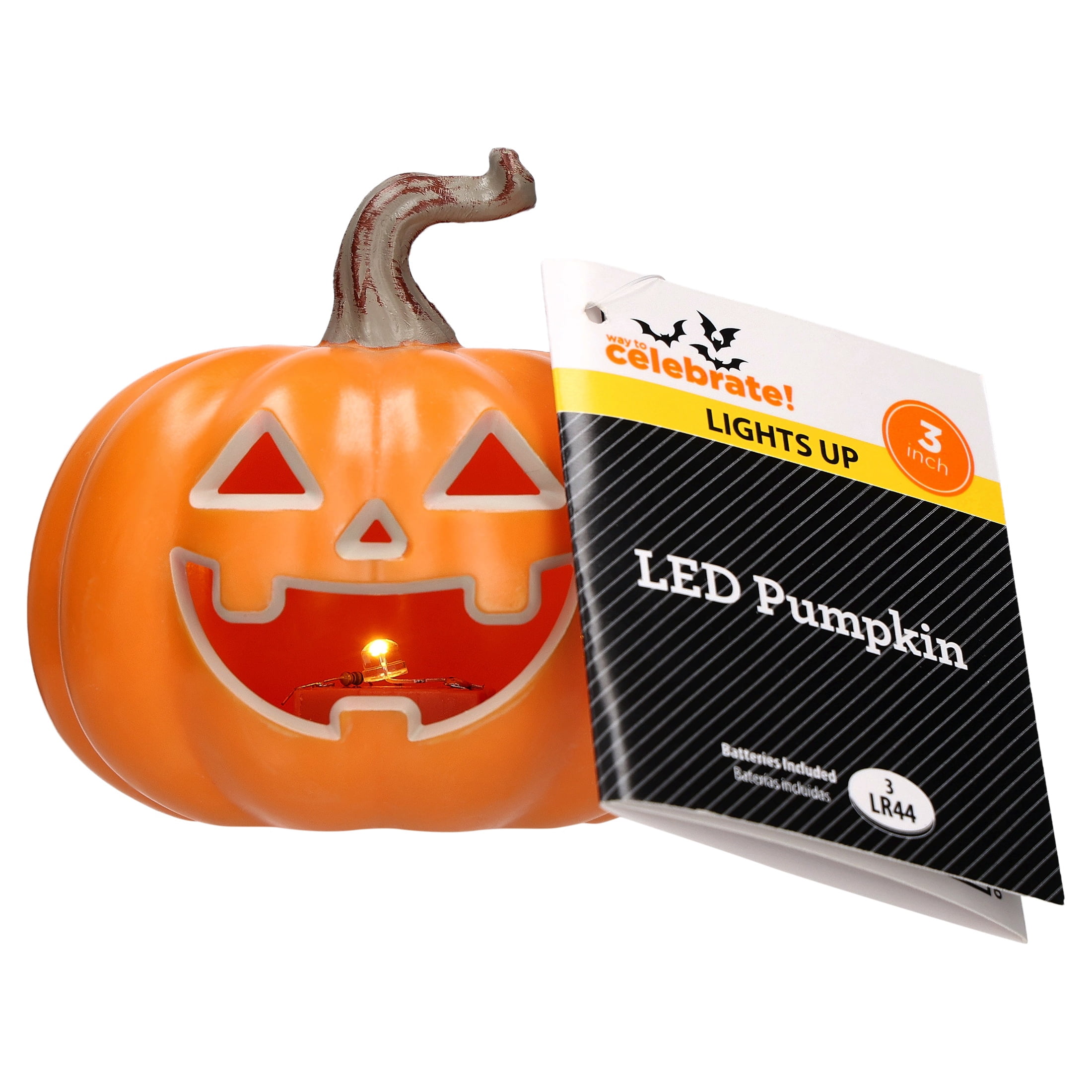 Light-Up Jack-o'-Lantern Decoration, Orange, 3", Halloween by Way To Celebrate