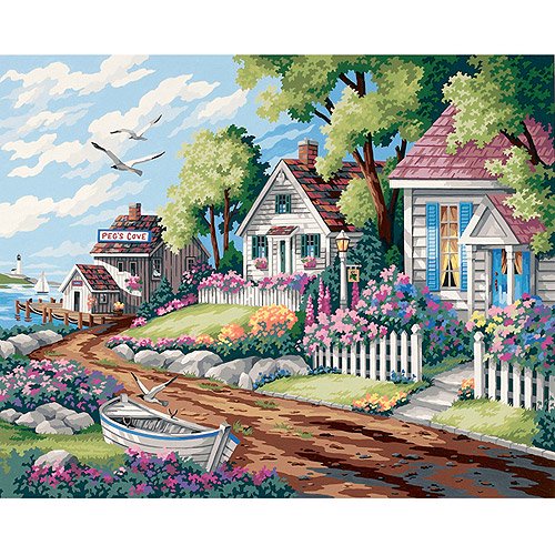 Paint By Number Kit 20 Inch X 16 InchCottages By The Sea