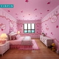 thumbnail image 2 of Papel tapiz rosa de hello kitty, diseño del hogar 3d para decoración de habitación de niños, mural, 2 of 4