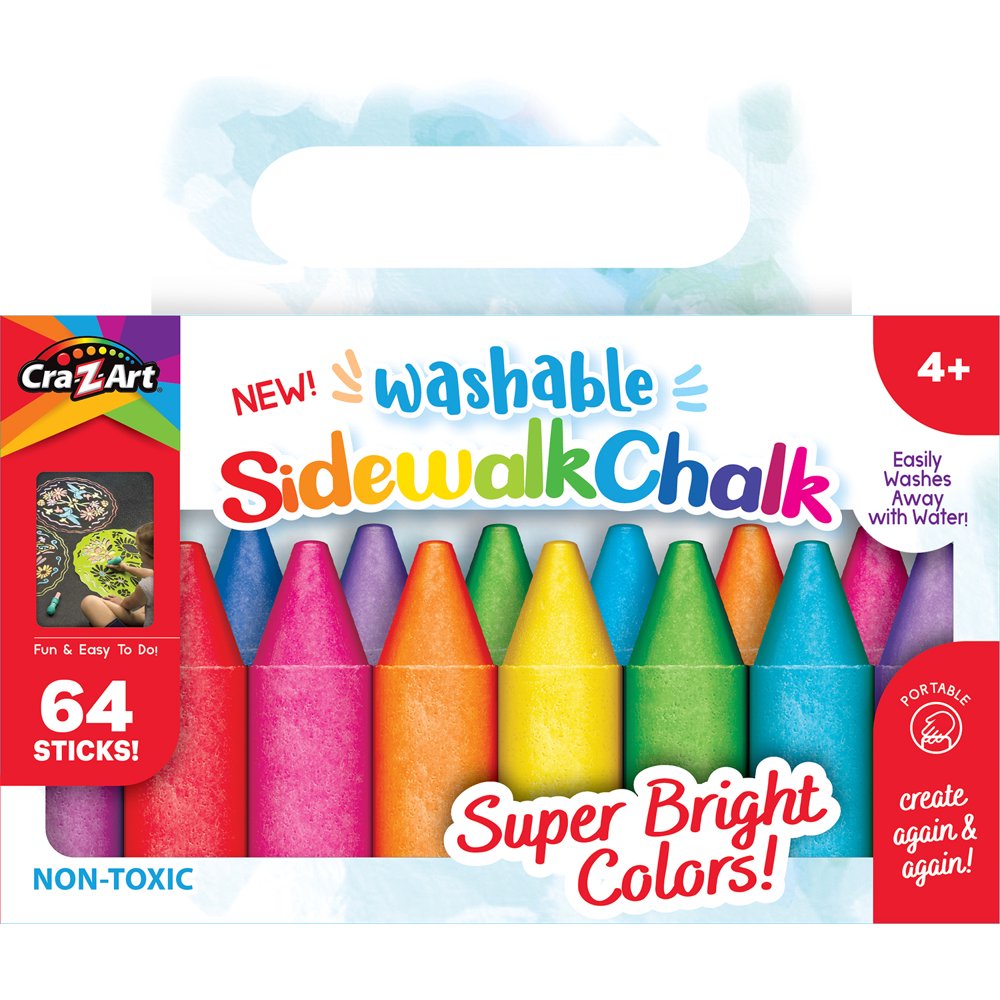 CraZArt Washable Sidewalk Chalk, 64 Count