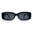 thumbnail image 5 of Womens Mod Rectangle Thick Beveled Plastic Minimal Fashion Sunglasses All Black, 5 of 8