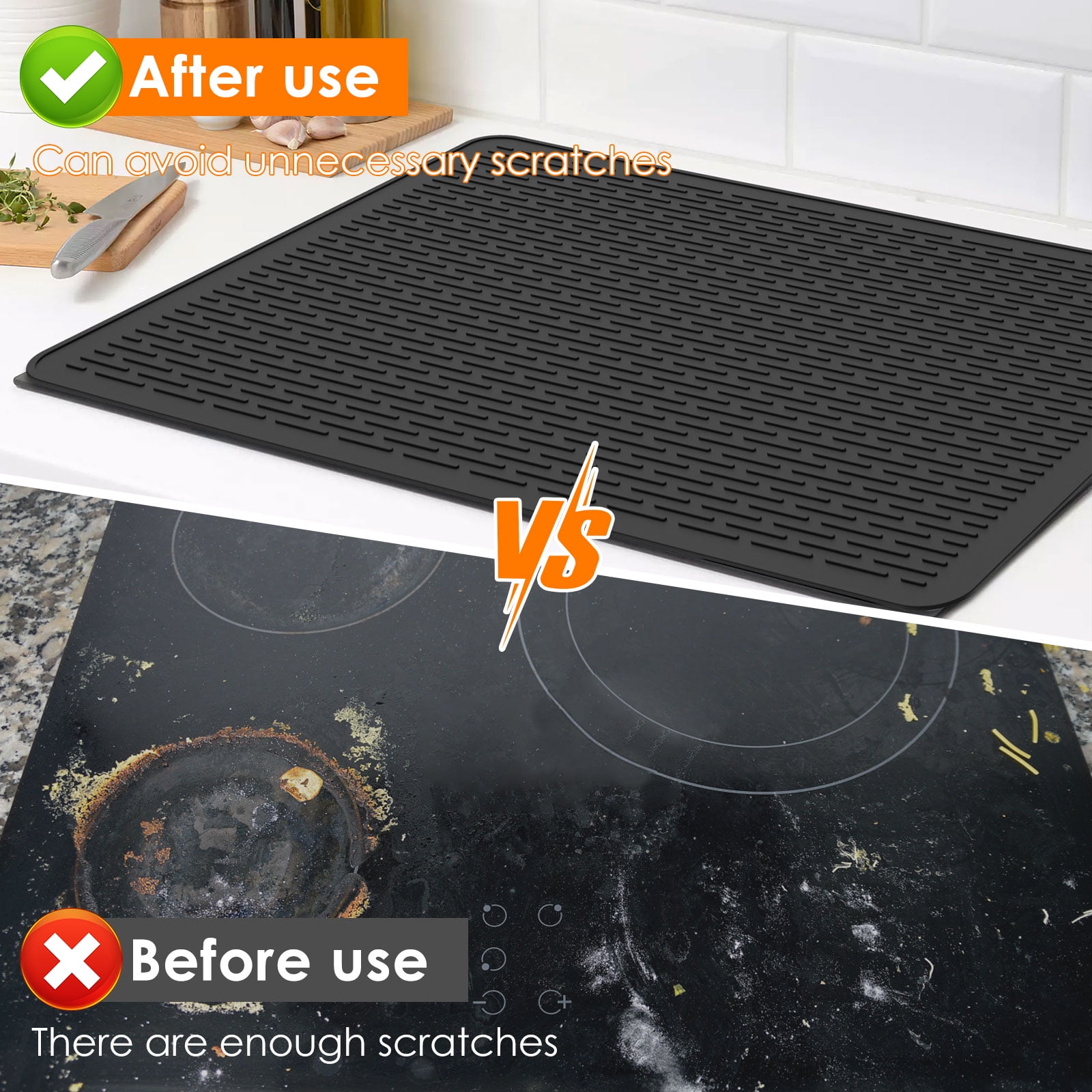 Ikoopy Thermochromic Silicone Stove Top Cover Extra Large Rollable Glass Cooktop Protector for Electric Stove Kitchen Countertop