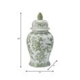 thumbnail image 4 of Contemporary Ceramic Jar for Living Room and Home Decor - Bird and Flower Jar Temple for House Accent or Table Decor - Modern Accent Piece for Room, Bedroom, or Office Display - 15", Green & White, 4 of 12