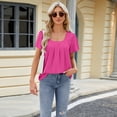 thumbnail image 4 of FLMEI Women's T-Shirts Short Sleeve Cotton Square Neck Summer Casual Tees Tops Pullover Short Sleeved S-XXL, 4 of 8