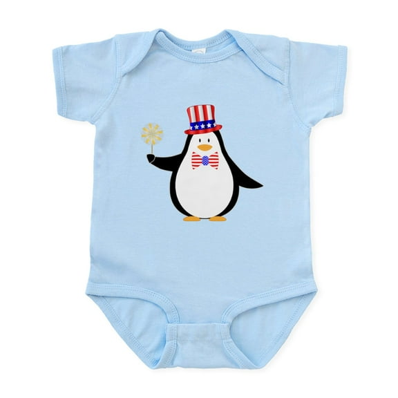 CafePress - Patriotic Penguin Body Suit - Baby Light Bodysuit, Size Newborn - 24 Months