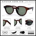 thumbnail image 5 of Round Horn Rim Sunglasses Retro Hipster Vintage Keyhole Bridge / Brown - Green, 5 of 7