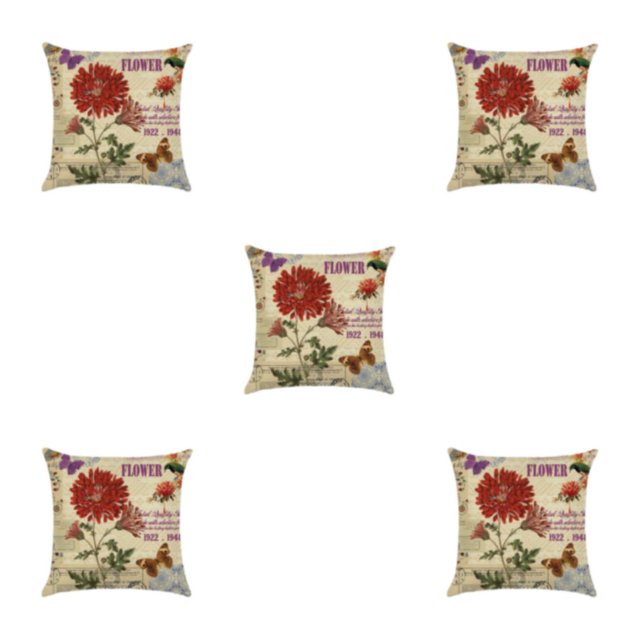 kurtrusly Stylish Pillowcase Soft Durable Cushion Cover For Home Decoration Easy To Change Polyester Flowers Pillowcase Decorative kztym001-3 5Set